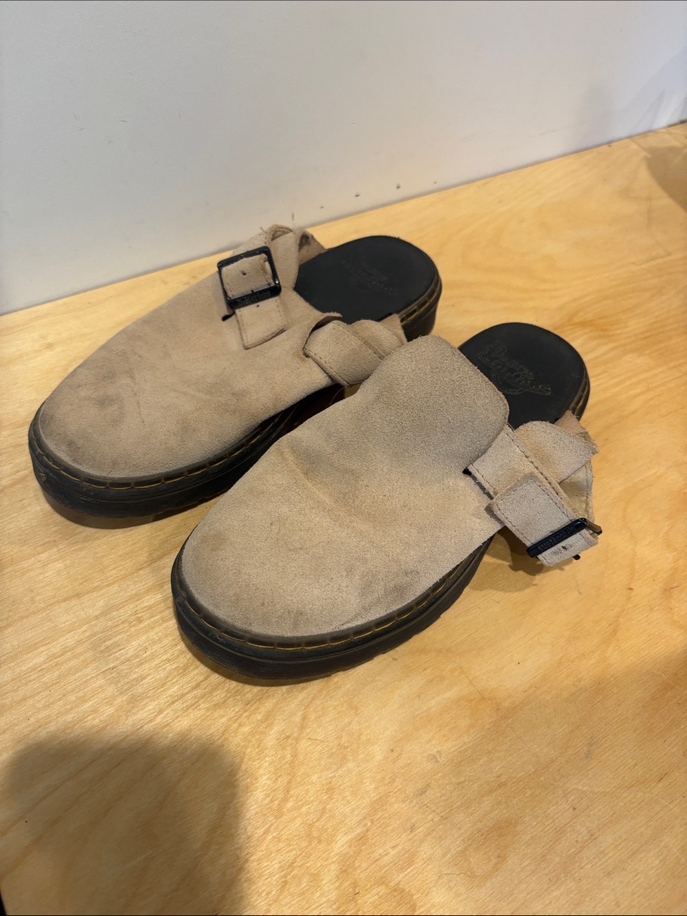 Dr. Martens Tan Suede Slip-On Clogs